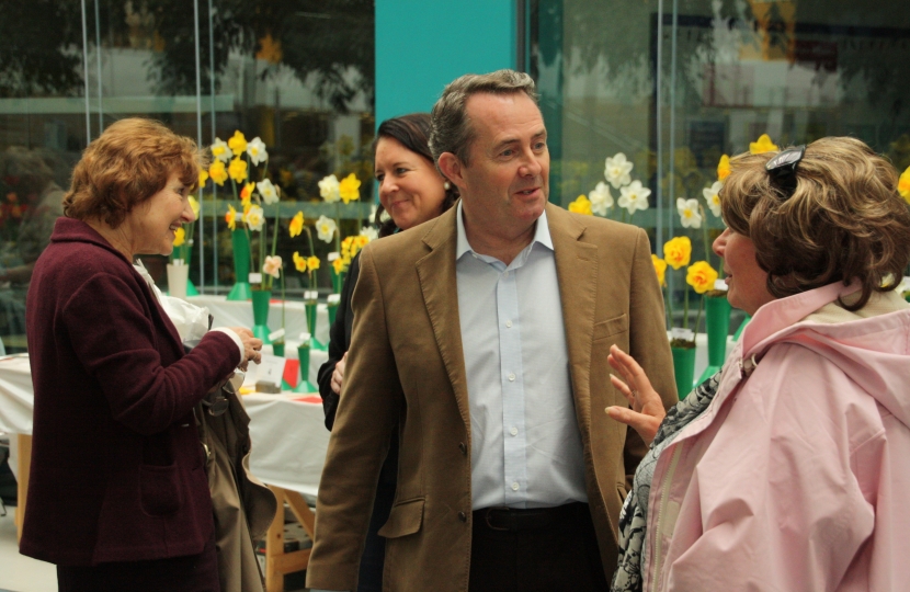 Dr Liam Fox MP talking with constituents