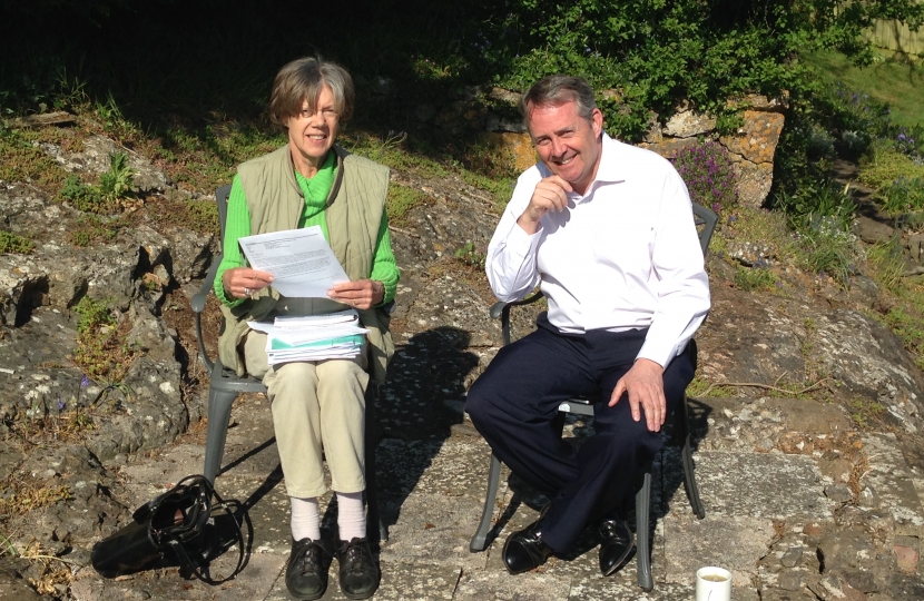 Ione Douglas and Dr Liam Fox MP, pictured in North Somerset