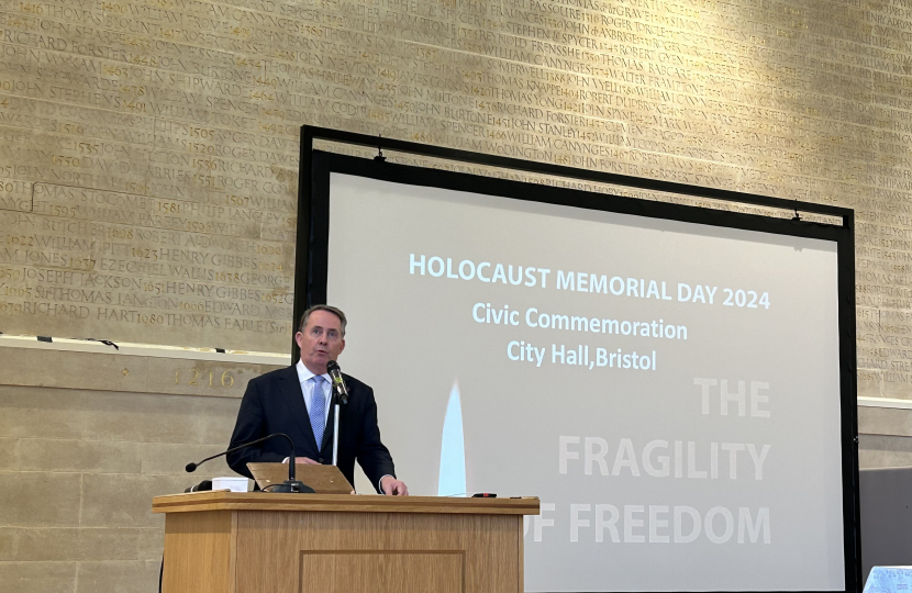 Sir Liam Fox MP speaks at Bristol Holocaust Memorial Day Civic Commemoration